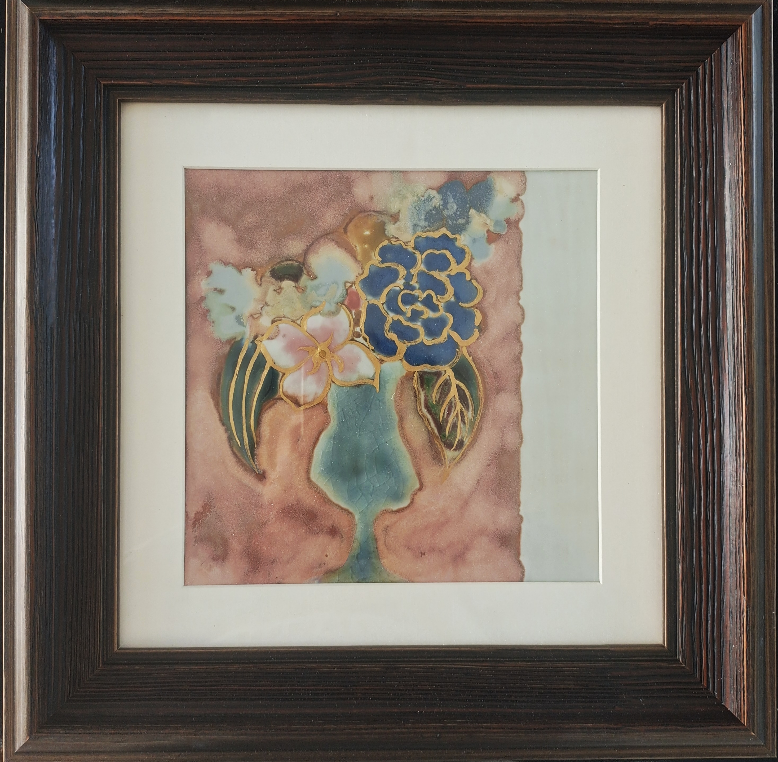 《瓶花》瓷板画